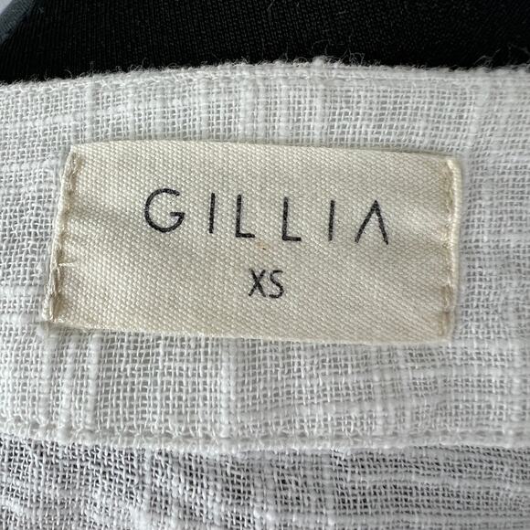 Gillia White Cropped Blouse Top Cotton Tie Front Ribbed V-Neck Size X-Small XS - Picture 6 of 8